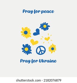 Stand with Ukraine. Vector illustration with blue and yellow color. Background design with flower