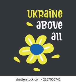 Stand with Ukraine. Vector illustration with blue and yellow color. Background design with flower