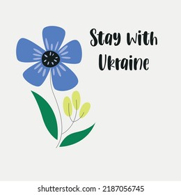 Stand with Ukraine. Vector illustration with blue and yellow color. Background design with flower