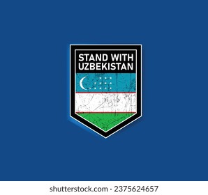 "Stand with Uzbekistan" - Show your support with this powerful flag and shield design.