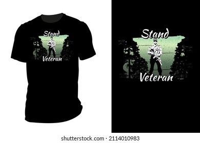 Stand veteran silhouette t shirt mockup retro vintage
