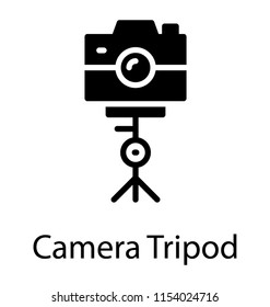 
Stand where still photo capturing camera is placed, icon for camera tripod 
