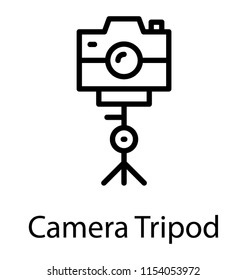 
Stand where still photo capturing camera is placed, icon for camera tripod 
