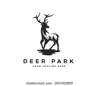 stand wild elk deer vector logo template illustration