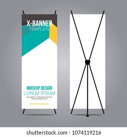 Stand X-Banner Mockup Abstract Design Template Vector