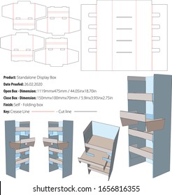 Standalone display box packaging structural design die cut vector