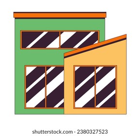 Stand-alone stores exterior 2D linear cartoon object. Cafe coffee shop buildings isolated line vector element white background. Bakery exterior. Retail shopping color flat spot illustration