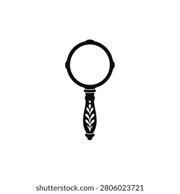 Standalone wooden handled botanical magnifying glass silhouette