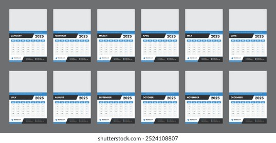 modelo de design de calendário de parede padrão a3 tamanho moderno 2025