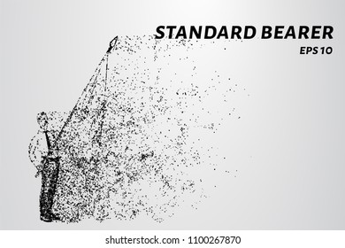 The standard bearer bursts the particles with the wind. The standard bearer consists of circles and dots.
