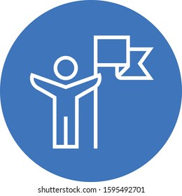 Standard Bearer With Flag Outline Icon