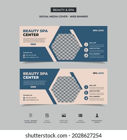 standard beauty spa social media timeline cover template design with one image placement, two color variation available. editable, organized, eye-catchy, trendy design. vector eps 10. web banner