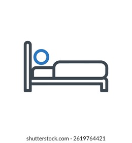Icono estándar del marco de la cama aislado en el fondo blanco