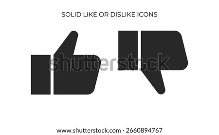 Standard black thumbs-up and thumbs-down icons on white, representing approval and disapproval.