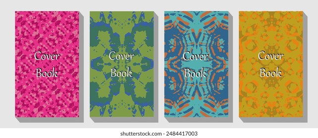 Standard book cover and spine design. Old retro ornament frames.  Rose gold. Vector illustration.