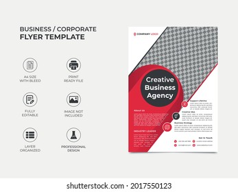 standard business flyer template design with two image placement, professional color used in the template. well organized, fully editable eye catchy design. vector a4 size, eps 10 version.