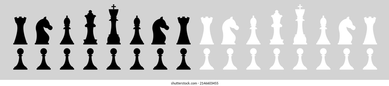 Standard chess pieces vector icon set