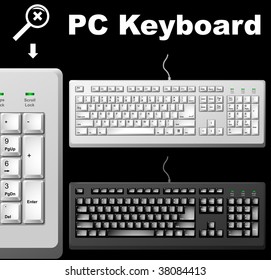 Standard computer keyboard vector template  in white and black color.