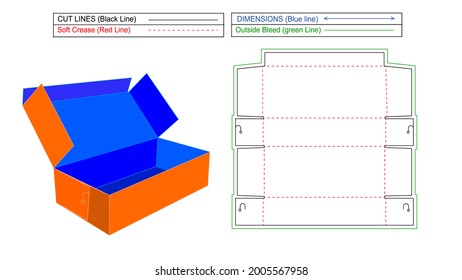 Standard Corrugated Shipping Box And Carton Cardboard Box, 3D Render And Dieline Tamplate With Resizable And Eidtable