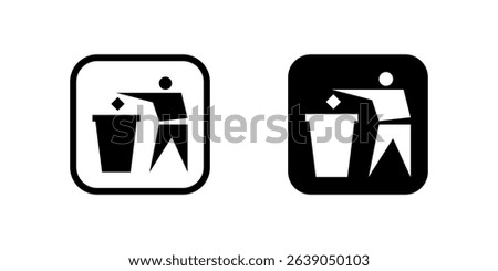 Standard do not litter symbol icons, commonly used for environmental awareness, public spaces, and waste management.