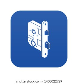 Standard door lock icon blue vector isolated on white background