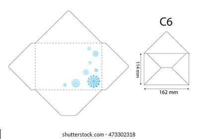 Standard Envelope  Template With Snowflakes