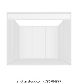 Standard Exhibition Booth System, Blank Mockup, Front View. Trade Show Equipment. Vector Illustration