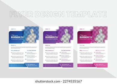 Diseño de plantilla de volante de negocios estándar o extendido con un degradado diferente. marketing, propuesta comercial, promoción, publicidad, publicación, portada. nuevo juego de volantes de marketing digital
