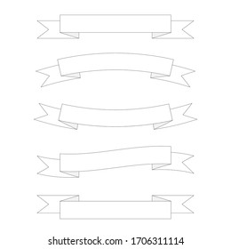 Standard Flat vector white ribbons banners flat isolated. Ribbons banners