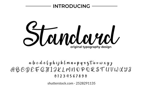 Standard Font Stilvoller Pinsel mit einem Großbuchstaben, Vektorbuchstaben, Alphabet, Schrift