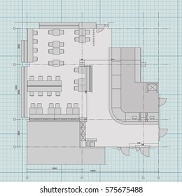 Standard furniture symbols used in architecture plans icons set, office planning icon set, graphic design elements. Small cafe, restaurant, beer pub - top view plans. Vector isolated.