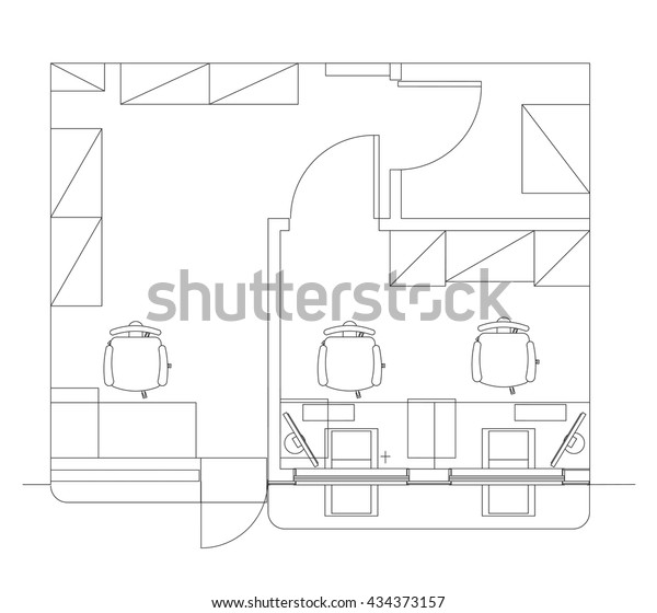 Standard Furniture Symbols Used Architecture Plans Stock