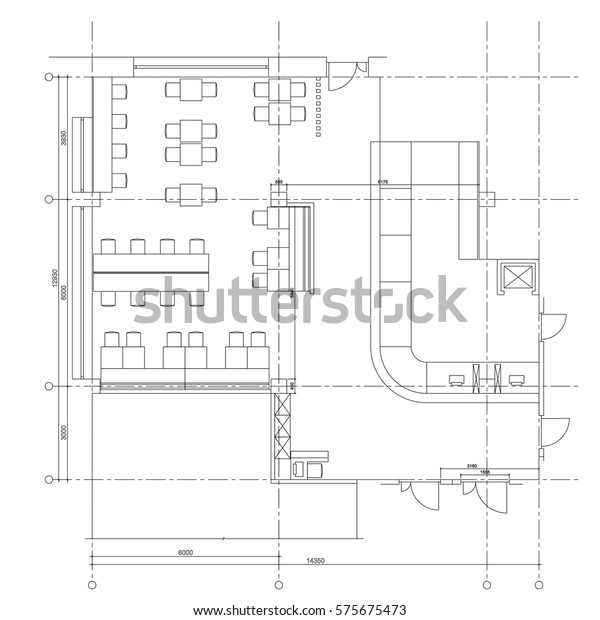 Standard Furniture Symbols Used Architecture Plans Stock Vector ...