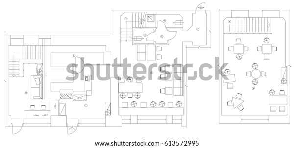 Standard Furniture Symbols Used Architecture Plans Stock Vector ...