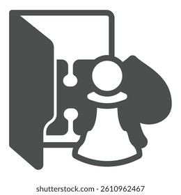 Standard games folder solid icon, windows pack concept. Vector graphics. Folder with chess, puzzle and playing cards sign on white background, glyph style icon for mobile or web design
