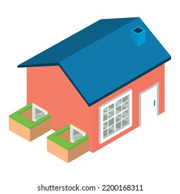 Standard House Icon Isometric Vector. Modern One Story House With Basement Icon. Residential Building, Construction, Architecture