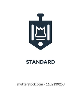 Standard icon. Black filled vector illustration. Standard symbol on white background. Can be used in web and mobile.