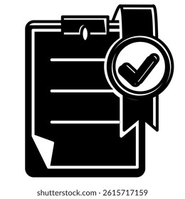 Standard icon represented by paper, check mark Black Filled style.