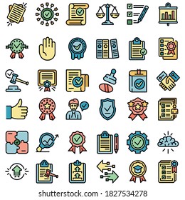 Standard icons set. Outline set of standard vector icons thin line color flat on white