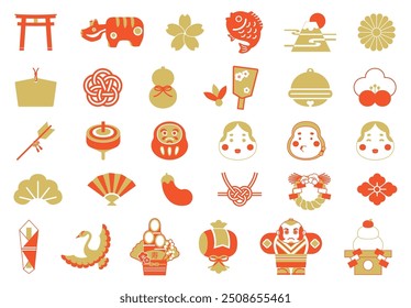 A standard illustration set that can be used for New Year's cards.