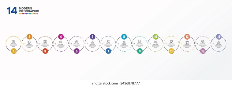 Standard infographic design with icons and 14 options or steps. Infographics business concept for info graphics, flow charts.