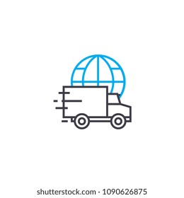 Standard international delivery vector thin line stroke icon. Standard international delivery outline illustration, linear sign, symbol concept.