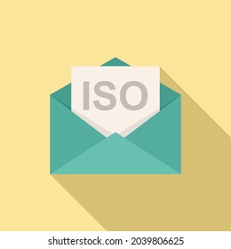 Standard iso mail icon flat vector. Policy quality. Compliance business