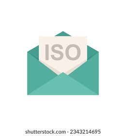 Standard iso mail icon flat vector. Policy quality. Compliance business isolated