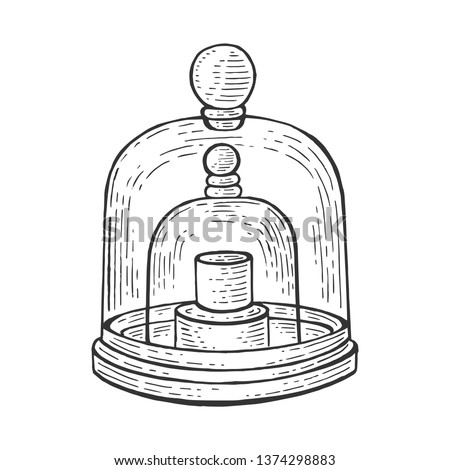 Standard kilogram prototype sketch engraving vector illustration. Scratch board style imitation. Hand drawn image.