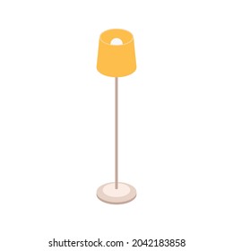Standard lamp with yellow shade isometric icon on white background vector illustration