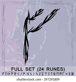 Standard Norse Futhark Runes, full set in abstract art style