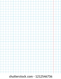 Standard notebook sheet vertical cage 7 mm millimeter pattern of school notebook paper grid. Page template. Background sheet in squares. Grid size 5mm. Texture for checkered notebook. Vector