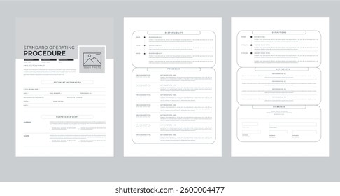Standard Operating Procedure Design layout Template With 3 page concept Accents	