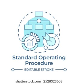 Standard operating procedure soft blue concept icon. Hierarchy structure, statistics. Round shape line illustration. Abstract idea. Graphic design. Easy to use in infographic, presentation